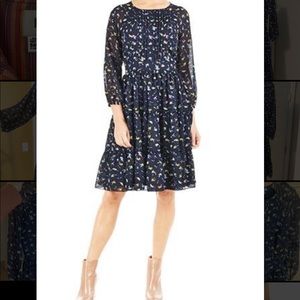 EShakti Bird Print Chiffon Dress